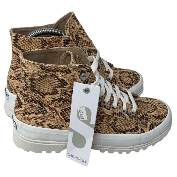 Superga Ankle Boots Tan Snake Synthetic Leather 2341 Womens Size 6 US NEW NIB - Picture 8 of 11